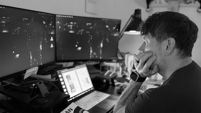 Micah at work in his Chattanooga studio
