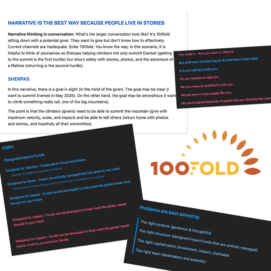 100 Fold nonprofit messaging and copywriting